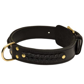 Braided Doberman Leather Dog Collar 