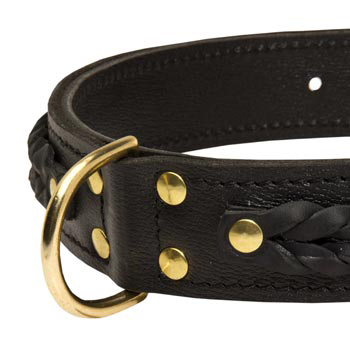 Doberman Wide Leather Collar with D-ring