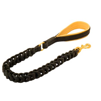 Leather Doberman Leash with Brass Snap Hook and O-ring