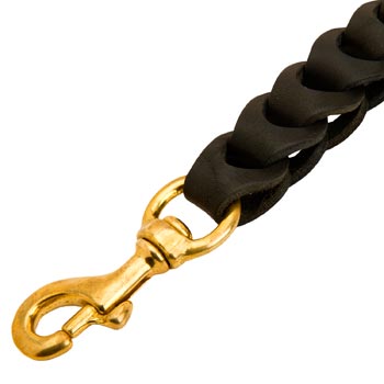 Braided Doberman Leather Leash with Gold-like Snap Hook