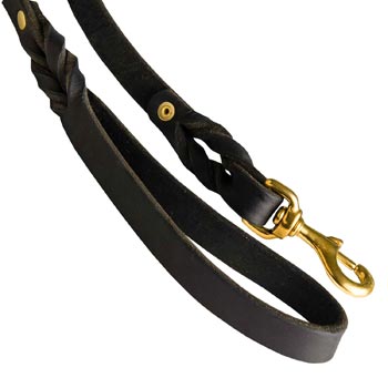 Dog Leash Leather with Snap Hook Brass-Made for Doberman