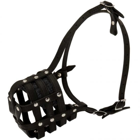 Walking and Training Leather Cage Doberman Muzzle - Click Image to Close