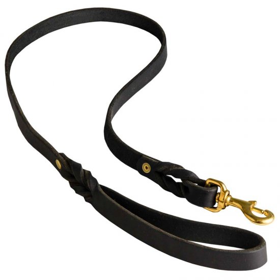 Walking Training Leather Doberman Leash Braided