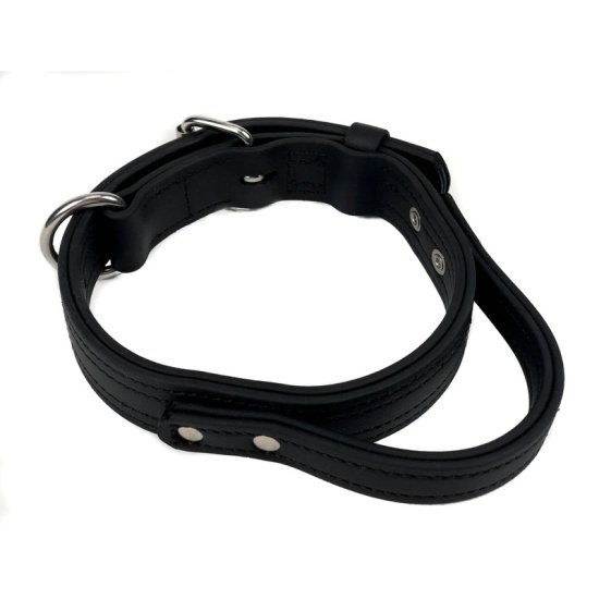 Biothane Agitation Collar with Handle Black - Click Image to Close
