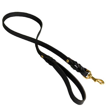 Designer Leather Doberman Leash Black Super Fashion