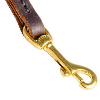 Doberman Leash Leather with Brass Snap Hook for  Collar Clasping